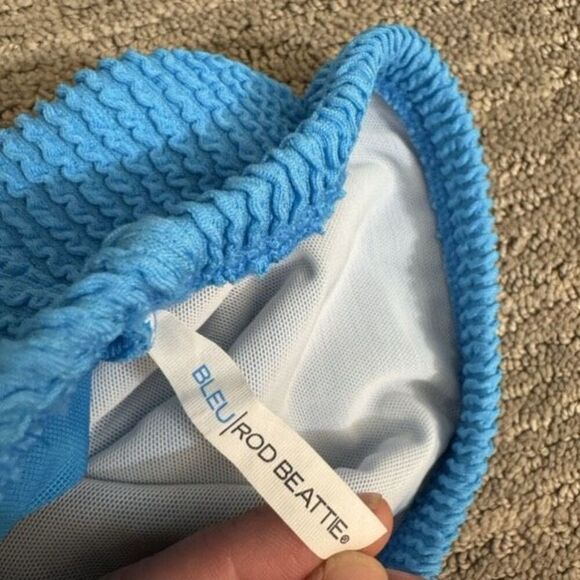 Bleu Rod Beattie Malibu Blue 90's Hi Waist Textured Bikini Bottom Size 4 NWOT - Picture 3 of 6